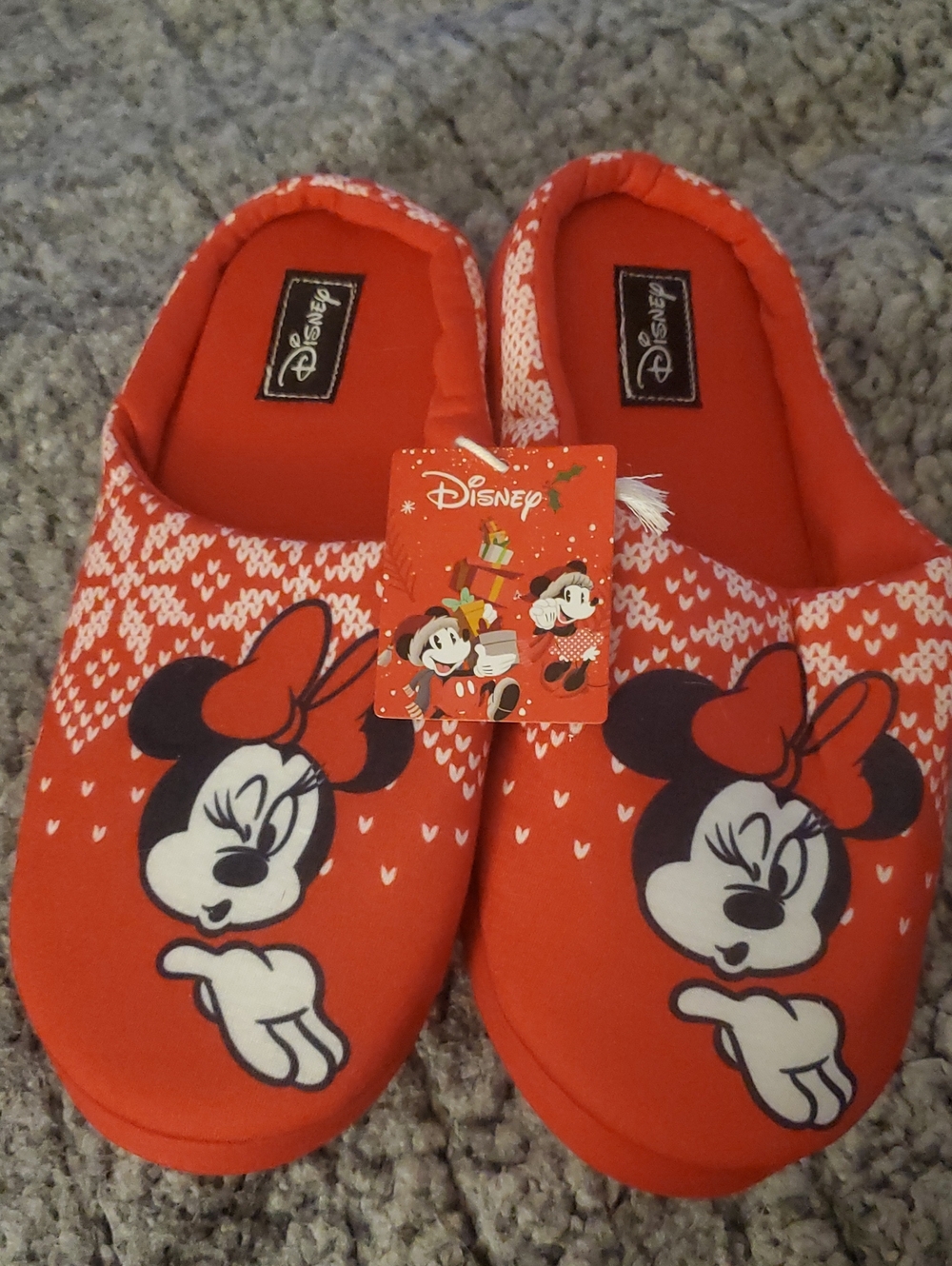 Disney Womens Minnie Mouse Red Slip-On Slippers UK Size 6